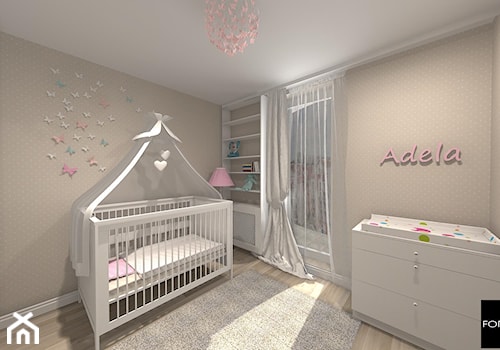 Pokój Adeli - Średni szary pokój dziecka dla niemowlaka dla dziewczynki - zdjęcie od Studio FORMAT HOME