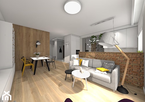 Projekt mieszkania w Krakowie - Średni szary salon z jadalnią - zdjęcie od Studio FORMAT HOME