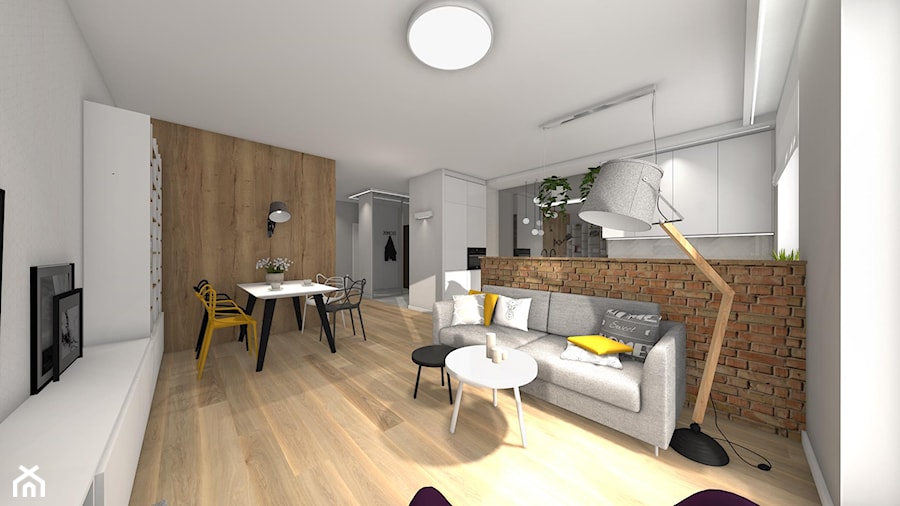 Projekt mieszkania w Krakowie - Średni szary salon z jadalnią - zdjęcie od Studio FORMAT HOME