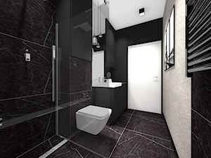 Mieszkanie black & white - Średnia bez okna z lustrem z marmurową podłogą z punktowym oświetleniem łazienka - zdjęcie od Studio FORMAT HOME