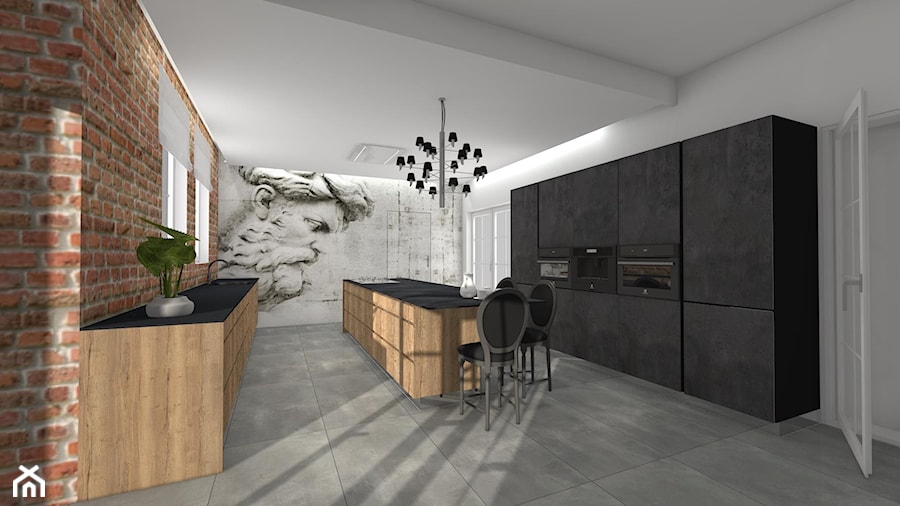 Projekt kuchni w Londynie - Duża z salonem z kamiennym blatem beżowa biała z zabudowaną lodówką z podblatowym zlewozmywakiem kuchnia dwurzędowa z wyspą lub półwyspem z oknem - zdjęcie od Studio FORMAT HOME