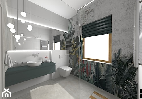 Dom w Michałowicach - Średnia z lustrem łazienka z oknem, styl nowoczesny - zdjęcie od Studio FORMAT HOME
