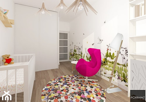 Mieszkanie ludzi z pasją - Średni biały pokój dziecka dla niemowlaka dla dziewczynki, styl nowoczesny - zdjęcie od Studio FORMAT HOME