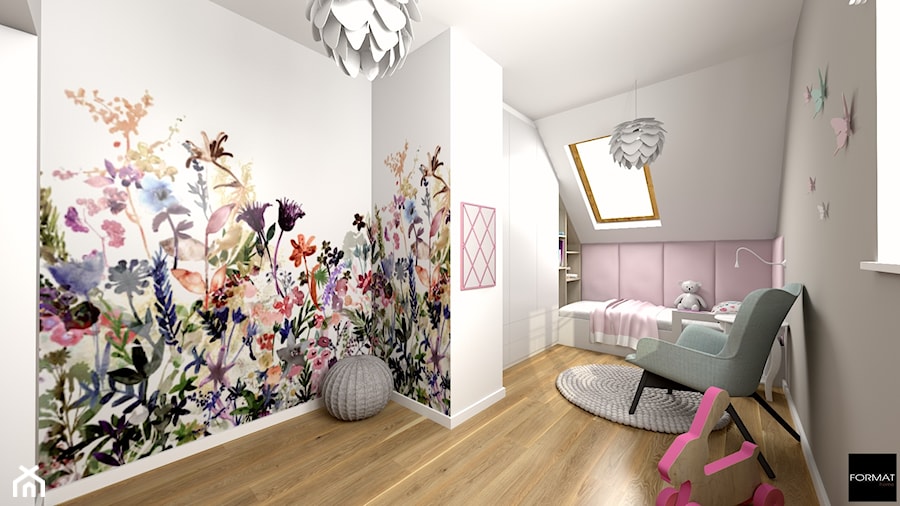 Pokój dla małej księżniczki - Duży biały szary pokój dziecka dla dziecka dla dziewczynki, styl nowoczesny - zdjęcie od Studio FORMAT HOME