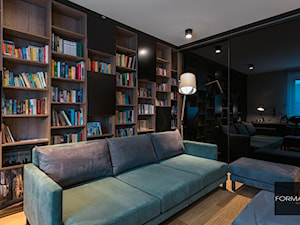 Projekt biura w domu w Krakowie - Średnie w osobnym pomieszczeniu z sofą białe szare biuro, styl nowoczesny - zdjęcie od Studio FORMAT HOME