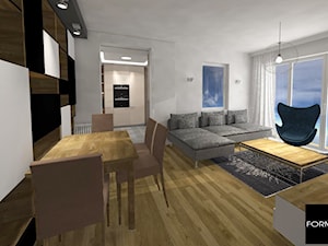 Apartament w Katowicach - Mały szary salon z jadalnią - zdjęcie od Studio FORMAT HOME