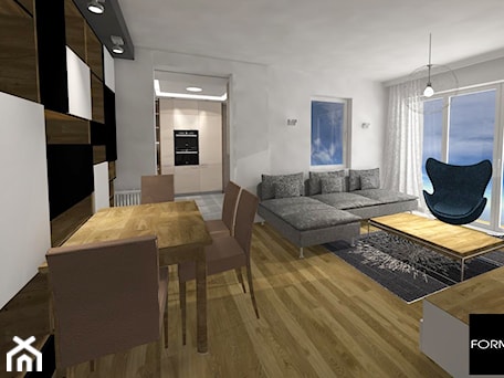 Aranżacje wnętrz - Salon: Apartament w Katowicach - Mały szary salon z jadalnią - Studio FORMAT HOME. Przeglądaj, dodawaj i zapisuj najlepsze zdjęcia, pomysły i inspiracje designerskie. W bazie mamy już prawie milion fotografii!