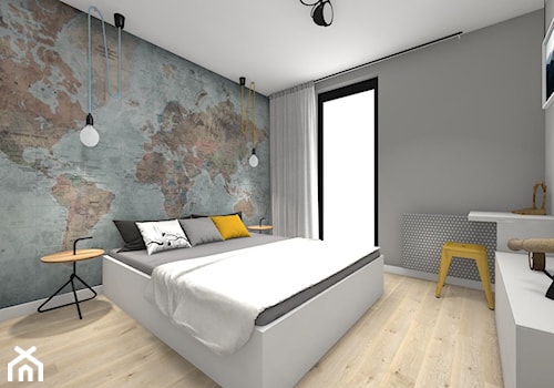 Mieszkanie podróżników - Średnia szara sypialnia - zdjęcie od Studio FORMAT HOME