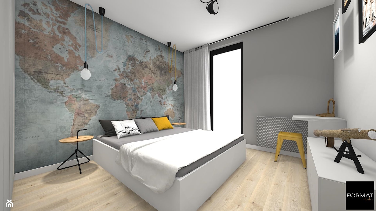 Mieszkanie podróżników - Średnia szara sypialnia - zdjęcie od Studio FORMAT HOME - Homebook