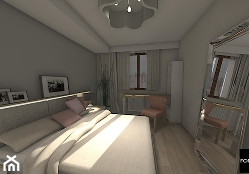 Mieszkanie adwokatów - Średnia szara z biurkiem sypialnia - zdjęcie od Studio FORMAT HOME