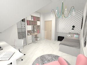 Dom w Wieliczce - Średni biały szary pokój dziecka dla nastolatka dla dziewczynki - zdjęcie od Studio FORMAT HOME