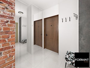 Mieszkanie dla singla - Mały z wieszakiem biały brązowy szary hol / przedpokój, styl nowoczesny - zdjęcie od Studio FORMAT HOME