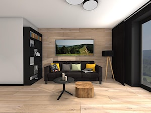 Mieszkanie w Bielsku - Mały czarny szary salon - zdjęcie od Studio FORMAT HOME