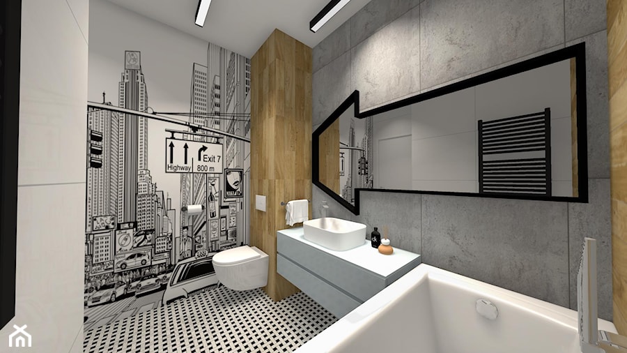 Projekt łazienek w nowoczesnym stylu - Średnia bez okna z punktowym oświetleniem łazienka - zdjęcie od Studio FORMAT HOME