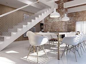 Dom w stylu skandynawskim - Średnia biała jadalnia, styl skandynawski - zdjęcie od FORMAarchitekci