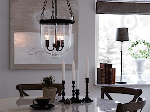 Lampy dekoracyjne w przystępnej cenie - Mała szara jadalnia jako osobne pomieszczenie - zdjęcie od pagacz.eu