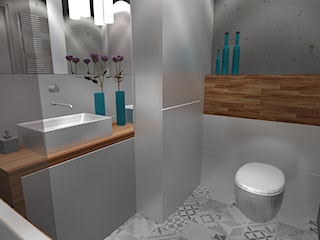 łazienka nowoczesna beton&drewno