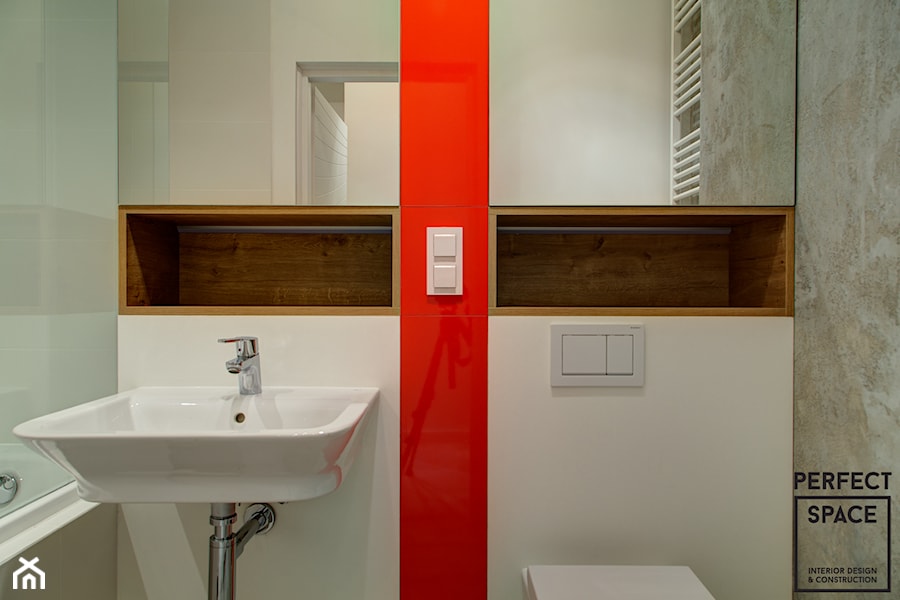 Czerwony akcent - Łazienka, styl nowoczesny - zdjęcie od Perfect Space Interior Design & Construction