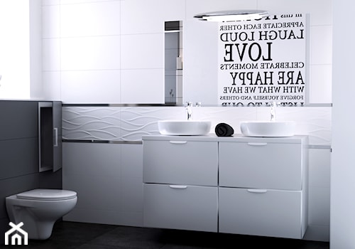 ŁAZIENKA - Średnia z dwoma umywalkami łazienka z oknem, styl minimalistyczny - zdjęcie od Paweł Krawczyk