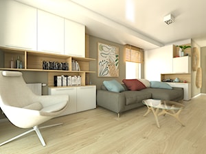 Mieszkanie na Przymorzu - Średni beżowy biały szary salon - zdjęcie od METEOR