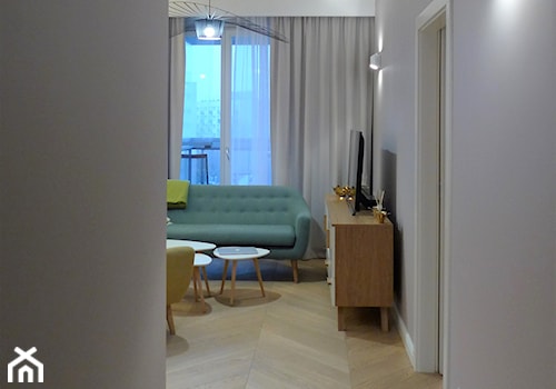 salon z kolorową kanapą - zdjęcie od OMII. Agata Słoma