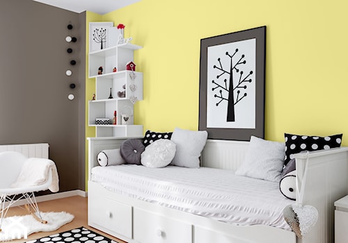 Aranżacje - pokój dziecka - Średni szary żółty pokój dziecka dla nastolatka dla dziewczynki, styl nowoczesny - zdjęcie od Magnat Magia Szlachetnych Barw