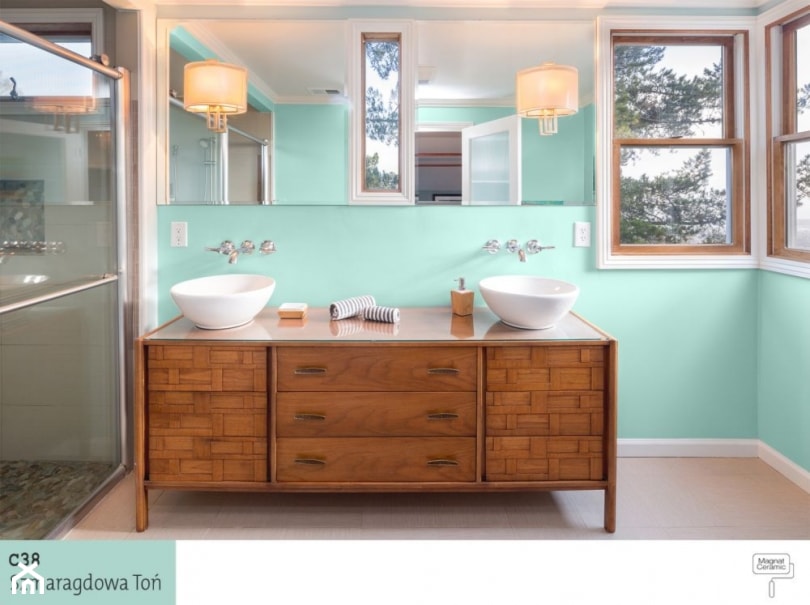 Aranżacje - Średnia z dwoma umywalkami łazienka z oknem - zdjęcie od Magnat Magia Szlachetnych Barw