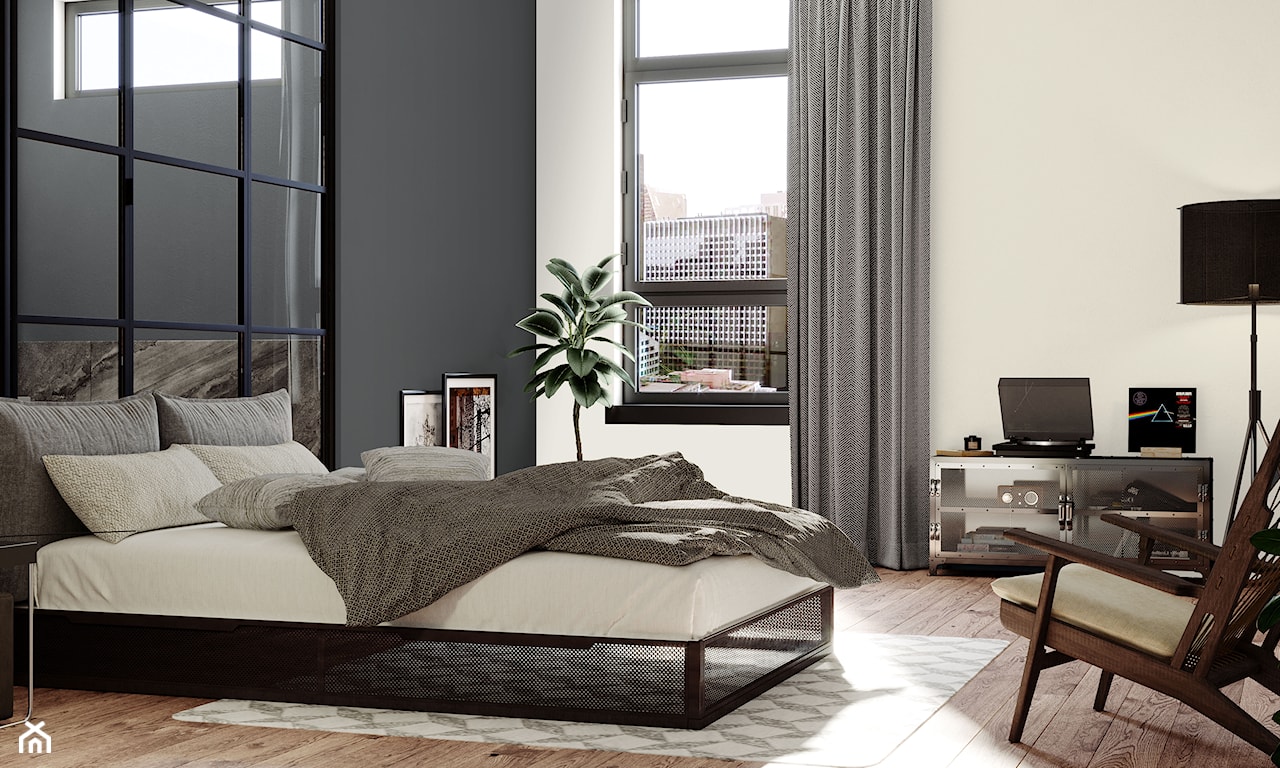 sypialnia w stylu loft