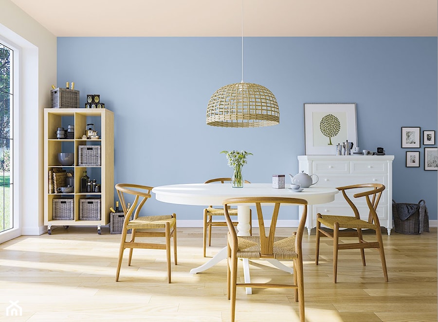 Aranżacje - Średnia biała niebieska jadalnia w salonie, styl nowoczesny - zdjęcie od Magnat Magia Szlachetnych Barw
