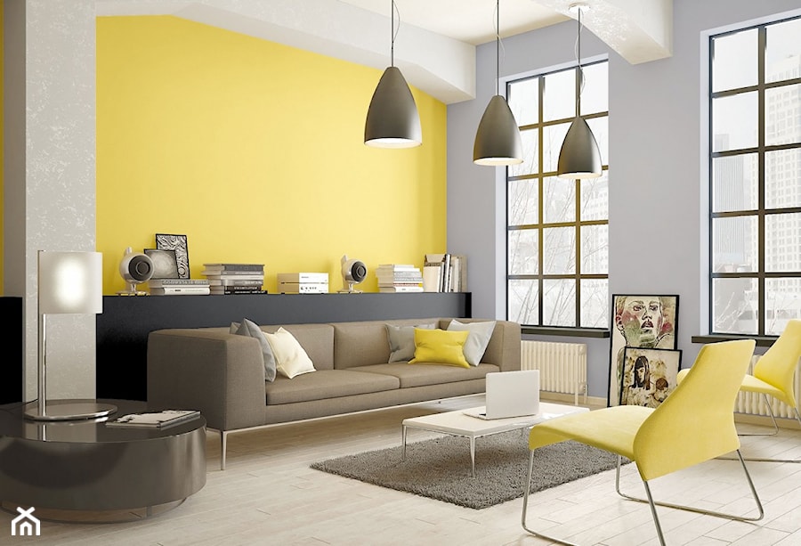 Aranżacje - Średni szary żółty salon, styl nowoczesny - zdjęcie od Magnat Magia Szlachetnych Barw