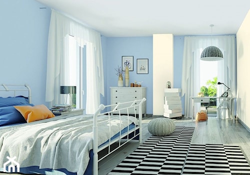Aranżacje - Średnia biała niebieska z biurkiem sypialnia, styl tradycyjny - zdjęcie od Magnat Magia Szlachetnych Barw