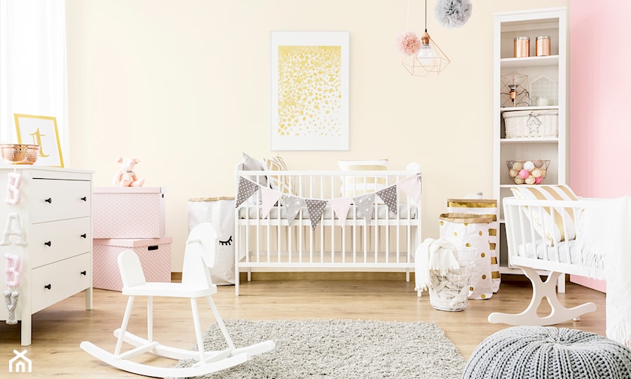 Aranżacje - pokój dziecka - Duży różowy żółty pokój dziecka dla niemowlaka dla dziecka dla dziewczynki dla rodzeństwa, styl nowoczesny - zdjęcie od Magnat Magia Szlachetnych Barw