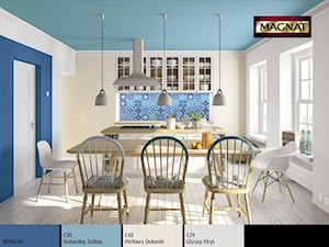 Aranżacje - Średnia beżowa biała niebieska jadalnia w kuchni - zdjęcie od Magnat Magia Szlachetnych Barw