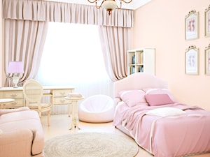 Aranżacje - sypialnia - Duża pomarańczowa z biurkiem sypialnia, styl glamour - zdjęcie od Magnat Magia Szlachetnych Barw