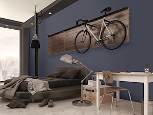 Aranżacje - sypialnia - Duża niebieska z biurkiem sypialnia, styl industrialny - zdjęcie od Magnat Magia Szlachetnych Barw