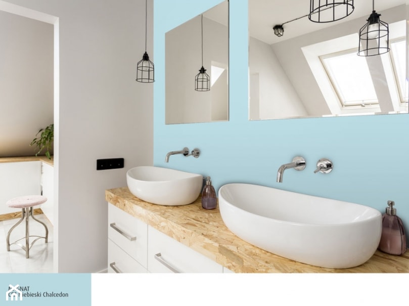 Aranżacje - Średnia na poddaszu z lustrem z dwoma umywalkami łazienka z oknem, styl nowoczesny - zdjęcie od Magnat Magia Szlachetnych Barw