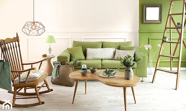 zielony salon, modne kolory ścian