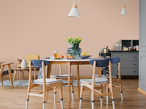 Brązy, beże i kolory piasku - Średni beżowy szary salon z jadalnią, styl nowoczesny - zdjęcie od Magnat Magia Szlachetnych Barw