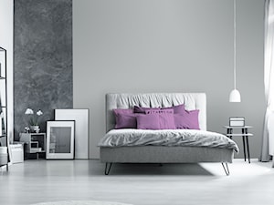 Aranżacje - sypialnia - Duża biała szara sypialnia, styl industrialny - zdjęcie od Magnat Magia Szlachetnych Barw