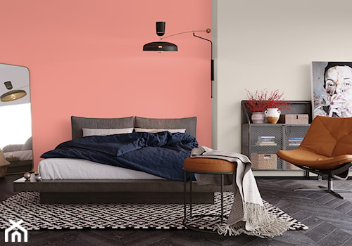 Aranżacje - sypialnia - Duża różowa szara sypialnia, styl industrialny - zdjęcie od Magnat Magia Szlachetnych Barw