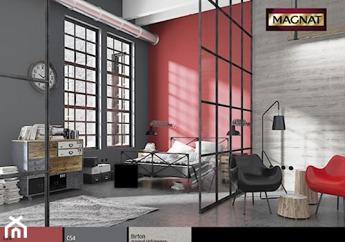 Aranżacje - Średnia czerwona szara sypialnia - zdjęcie od Magnat Magia Szlachetnych Barw