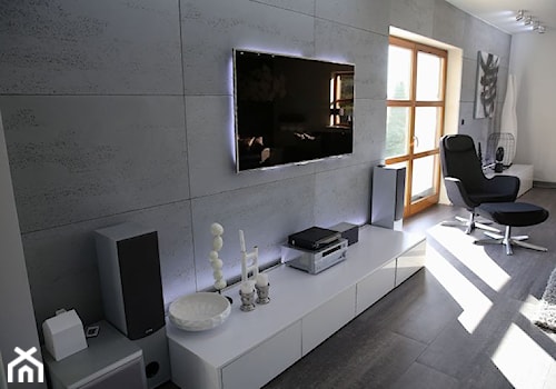 Klasyczne płyty betonowe dekoracyjne Luxum 120x60cm o strukturze średnio porowatej PREMIUM. Kolor szary jasny cementowy. - zdjęcie od Luxum