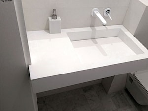 Nowoczesna biała umywalka z blatem na wymiar. - Łazienka, styl nowoczesny - zdjęcie od Luxum