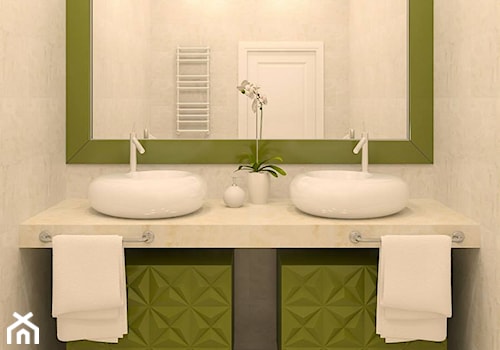 Panele dekoracyjne MDF 3D - Mała bez okna z lustrem z dwoma umywalkami łazienka, styl nowoczesny - zdjęcie od Luxum