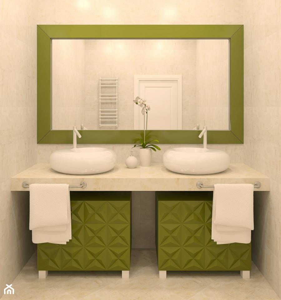 Panele dekoracyjne MDF 3D - Mała bez okna z lustrem z dwoma umywalkami łazienka, styl nowoczesny - zdjęcie od Luxum - Homebook