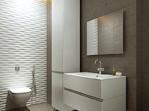 Panele dekoracyjne MDF 3D - Średnia czarna szara łazienka w bloku w domu jednorodzinnym bez okna, ... - zdjęcie od Luxum