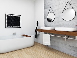 Duża, elegancka łazienka z wanną wolonostojącą. - Łazienka, styl nowoczesny - zdjęcie od Luxum