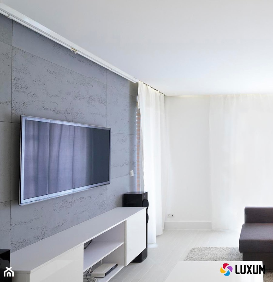 Beton architektoniczny - nowoczesna aranżacja salonu - Salon, styl nowoczesny - zdjęcie od Luxum