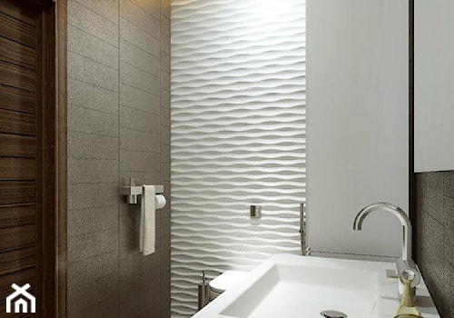 Panele dekoracyjne MDF 3D - Mała bez okna z lustrem z punktowym oświetleniem łazienka, styl nowoczesny - zdjęcie od Luxum