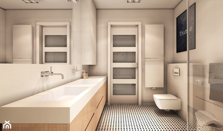 Nowoczesna łazienka z umywalką podwójną na wymiar - zdjęcie od Luxum